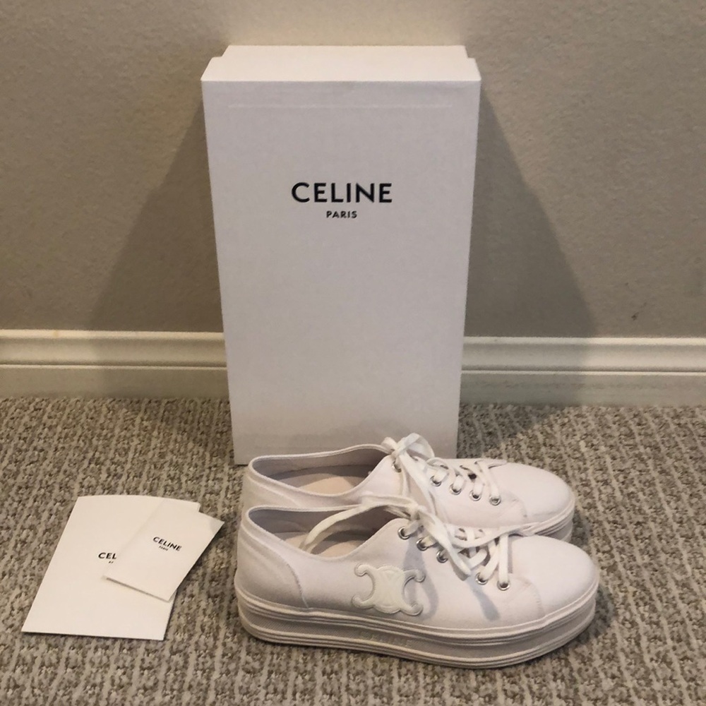 Celine low lace up platform sneaker with triomphe